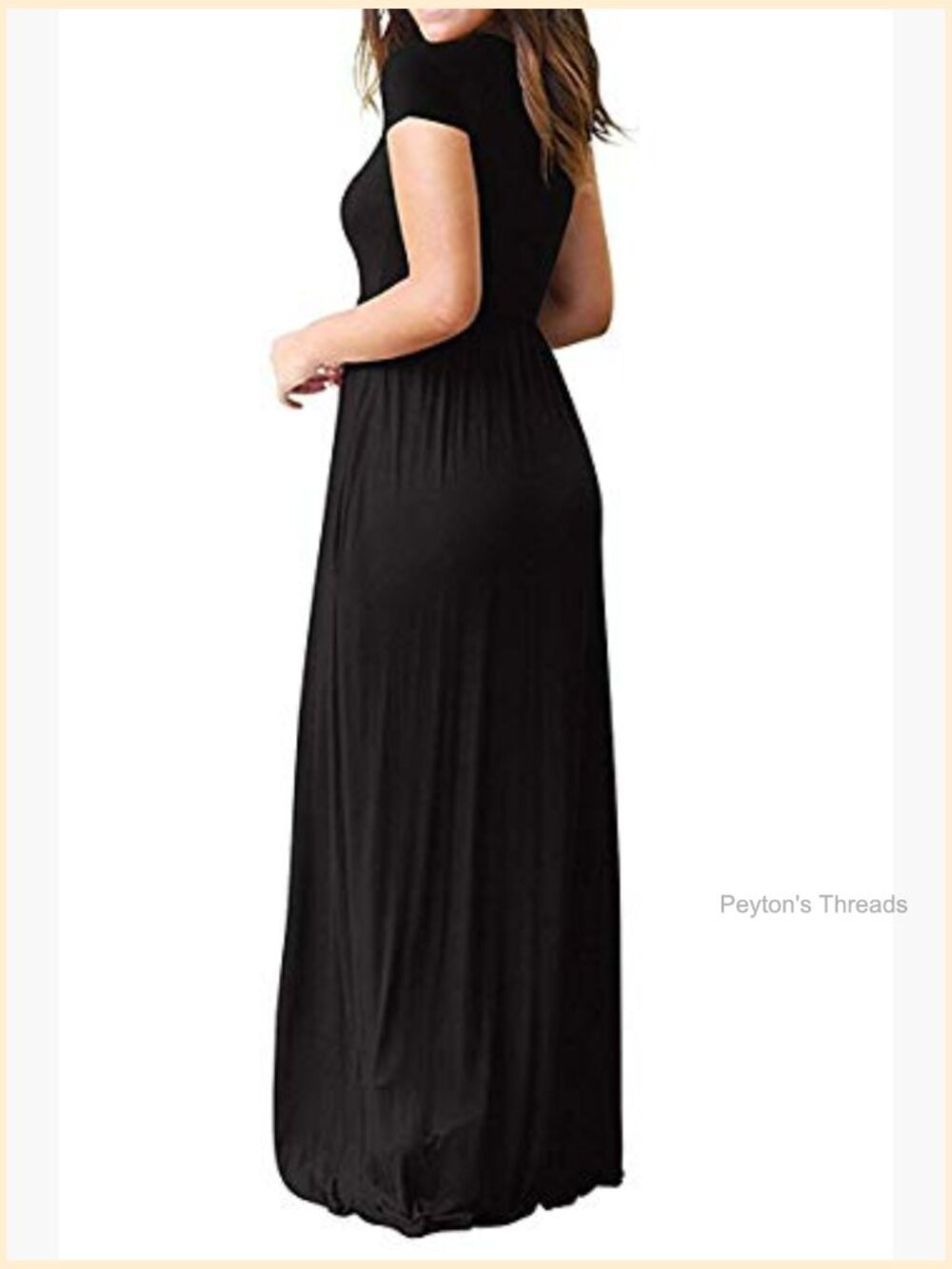 Short Sleeve Loose Plain Maxi Dress with Pockets - Picture 3 of 7